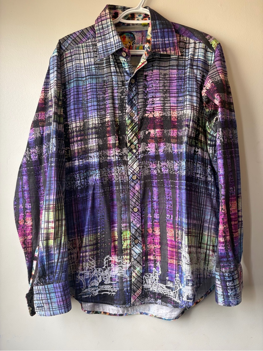 Robert Graham Multicolor Plaid Button-Down Shirt with Purple and Black